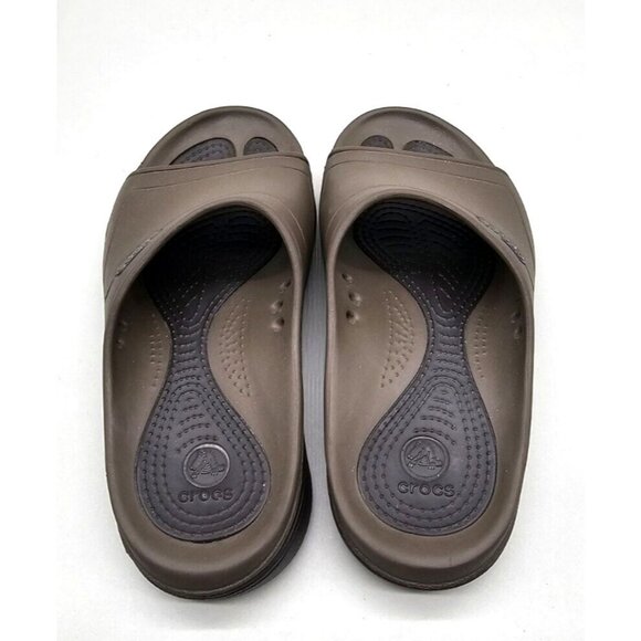 CROCS UNISEX SLIDERS Slip on Sandals Brown W 7/M 5 - Picture 4 of 6